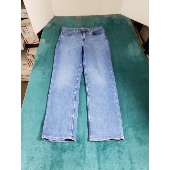 Levis 724 Jeans Size 27 Womens Blue Stretch Pants Denim High Rise Straight Crop - Picture 1 of 15